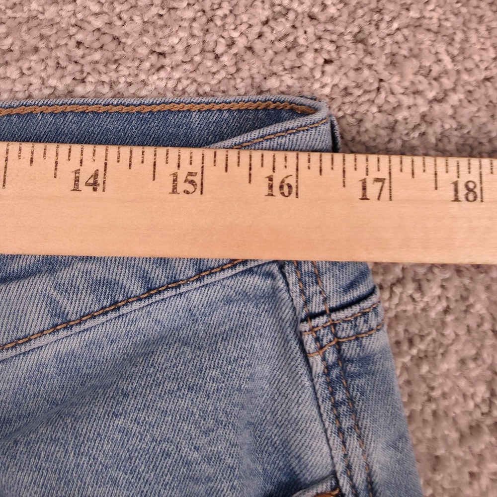 American Eagle Wide Leg Jeans Women 12 Blue Paneled Colorblock High Rise Stretch - Picture 7 of 16